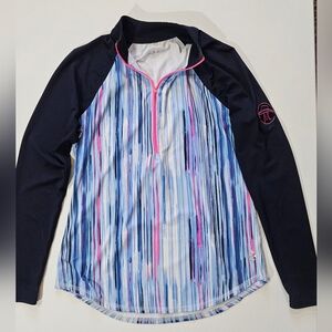 Jofit Athletic 1/4 Zip Pullover Womens Small Navy Pink